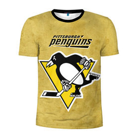 Мужская футболка 3D спортивная с принтом Pittsburgh Pinguins в Петрозаводске, 100% полиэстер с улучшенными характеристиками | приталенный силуэт, круглая горловина, широкие плечи, сужается к линии бедра | nhl | pittsburgh pinguins | спорт | хоккей
