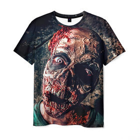 Мужская футболка 3D с принтом Зомби в Петрозаводске, 100% полиэфир | прямой крой, круглый вырез горловины, длина до линии бедер | зомби