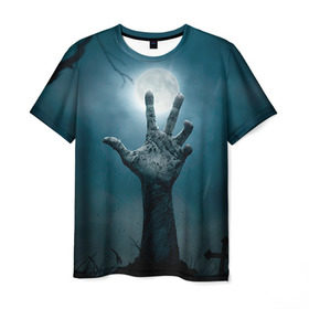 Мужская футболка 3D с принтом Рука в Петрозаводске, 100% полиэфир | прямой крой, круглый вырез горловины, длина до линии бедер | Тематика изображения на принте: зомби