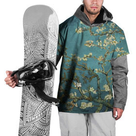 Накидка на куртку 3D с принтом Цветущая ветка миндаля в Петрозаводске, 100% полиэстер |  | Тематика изображения на принте: вишня | цветы