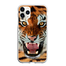Чехол для iPhone 11 Pro матовый с принтом Тигр в Петрозаводске, Силикон |  | животные | зубы | кошка | тигр