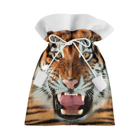 Подарочный 3D мешок с принтом Тигр в Петрозаводске, 100% полиэстер | Размер: 29*39 см | животные | зубы | кошка | тигр