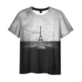 Мужская футболка 3D с принтом Париж в Петрозаводске, 100% полиэфир | прямой крой, круглый вырез горловины, длина до линии бедер | 