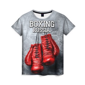 Женская футболка 3D с принтом Boxing в Петрозаводске, 100% полиэфир ( синтетическое хлопкоподобное полотно) | прямой крой, круглый вырез горловины, длина до линии бедер | boxing | boxing russia | бокс | боксер | перчатки