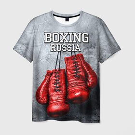 Мужская футболка 3D с принтом Boxing в Петрозаводске, 100% полиэфир | прямой крой, круглый вырез горловины, длина до линии бедер | boxing | boxing russia | бокс | боксер | перчатки