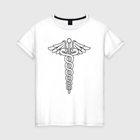Женская футболка хлопок с принтом Эмблема в Петрозаводске, 100% хлопок | прямой крой, круглый вырез горловины, длина до линии бедер, слегка спущенное плечо | doctor | medic | medicine | врач | доктор | медицина