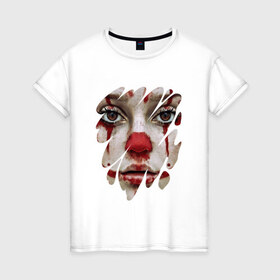 Женская футболка хлопок с принтом Кровавый раскрас в Петрозаводске, 100% хлопок | прямой крой, круглый вырез горловины, длина до линии бедер, слегка спущенное плечо | halloween | боди арт | кровь | страшилки | хэллоуин