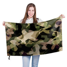 Флаг 3D с принтом Камуфляж в Петрозаводске, 100% полиэстер | плотность ткани — 95 г/м2, размер — 67 х 109 см. Принт наносится с одной стороны | хаки