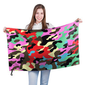 Флаг 3D с принтом Камуфляж в Петрозаводске, 100% полиэстер | плотность ткани — 95 г/м2, размер — 67 х 109 см. Принт наносится с одной стороны | army | military | армия | камуфляж