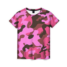 Женская футболка 3D с принтом Камуфляж в Петрозаводске, 100% полиэфир ( синтетическое хлопкоподобное полотно) | прямой крой, круглый вырез горловины, длина до линии бедер | army | military | армия
