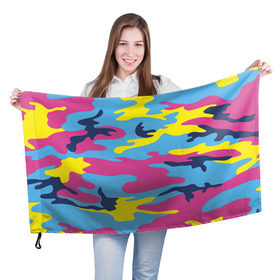 Флаг 3D с принтом Камуфляж в Петрозаводске, 100% полиэстер | плотность ткани — 95 г/м2, размер — 67 х 109 см. Принт наносится с одной стороны | army | military | армейские | армия | камуфляж | комуфляж