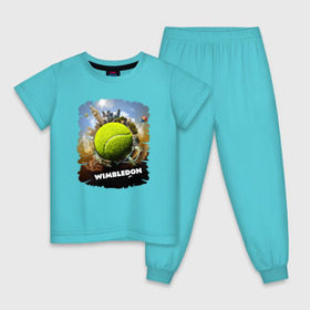Детская пижама хлопок с принтом Уимблдон (Wimbledon) в Петрозаводске, 100% хлопок |  брюки и футболка прямого кроя, без карманов, на брюках мягкая резинка на поясе и по низу штанин
 | wimbledon | англия | большой теннис | великобритания | теннисный мяч | уимблдон