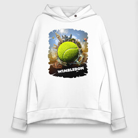 Женское худи Oversize хлопок с принтом Уимблдон (Wimbledon) в Петрозаводске, френч-терри — 70% хлопок, 30% полиэстер. Мягкий теплый начес внутри —100% хлопок | боковые карманы, эластичные манжеты и нижняя кромка, капюшон на магнитной кнопке | wimbledon | англия | большой теннис | великобритания | теннисный мяч | уимблдон