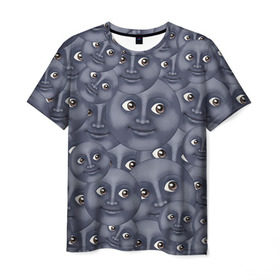Мужская футболка 3D с принтом Эмодзи в Петрозаводске, 100% полиэфир | прямой крой, круглый вырез горловины, длина до линии бедер | emoji | moon | луна | смайл | смайлик | эмоджи | эмодзи