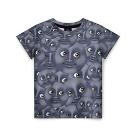 Детская футболка 3D с принтом Эмодзи в Петрозаводске, 100% гипоаллергенный полиэфир | прямой крой, круглый вырез горловины, длина до линии бедер, чуть спущенное плечо, ткань немного тянется | emoji | moon | луна | смайл | смайлик | эмоджи | эмодзи