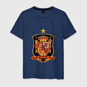 Мужская футболка хлопок с принтом Сборная Испании в Петрозаводске, 100% хлопок | прямой крой, круглый вырез горловины, длина до линии бедер, слегка спущенное плечо. | spain | испания | сборная испании
футбол