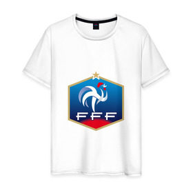 Мужская футболка хлопок с принтом Сборная Франции в Петрозаводске, 100% хлопок | прямой крой, круглый вырез горловины, длина до линии бедер, слегка спущенное плечо. | сборная франции
france | франция | футбол