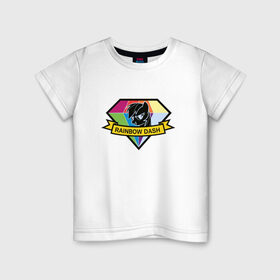 Детская футболка хлопок с принтом Rainbow Dash в Петрозаводске, 100% хлопок | круглый вырез горловины, полуприлегающий силуэт, длина до линии бедер | Тематика изображения на принте: my little pony | rainbow dash | красивая картинка с rainbow dash.радуга | пони