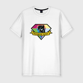 Мужская футболка премиум с принтом Rainbow Dash в Петрозаводске, 92% хлопок, 8% лайкра | приталенный силуэт, круглый вырез ворота, длина до линии бедра, короткий рукав | my little pony | rainbow dash | красивая картинка с rainbow dash.радуга | пони