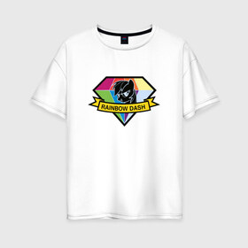 Женская футболка хлопок Oversize с принтом Rainbow Dash в Петрозаводске, 100% хлопок | свободный крой, круглый ворот, спущенный рукав, длина до линии бедер
 | my little pony | rainbow dash | красивая картинка с rainbow dash.радуга | пони