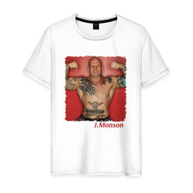 Мужская футболка хлопок с принтом Джефф Монсон в Петрозаводске, 100% хлопок | прямой крой, круглый вырез горловины, длина до линии бедер, слегка спущенное плечо. | ufc