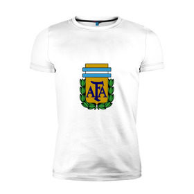 Мужская футболка премиум с принтом Сборная Аргентины в Петрозаводске, 92% хлопок, 8% лайкра | приталенный силуэт, круглый вырез ворота, длина до линии бедра, короткий рукав | argentina | аргентина | сборная аргентина | футбол