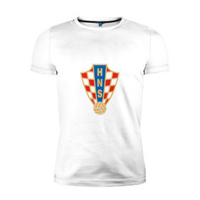 Мужская футболка премиум с принтом Сборная Хорватии в Петрозаводске, 92% хлопок, 8% лайкра | приталенный силуэт, круглый вырез ворота, длина до линии бедра, короткий рукав | сборная хорватиихорватия | футбол