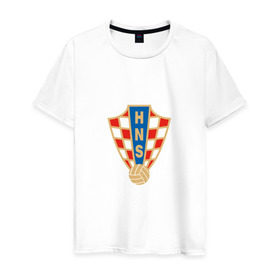 Мужская футболка хлопок с принтом Сборная Хорватии в Петрозаводске, 100% хлопок | прямой крой, круглый вырез горловины, длина до линии бедер, слегка спущенное плечо. | сборная хорватиихорватия | футбол