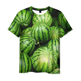Мужская футболка 3D с принтом Арбузы в Петрозаводске, 100% полиэфир | прямой крой, круглый вырез горловины, длина до линии бедер | арбуз | еда | фрукт | ягода
