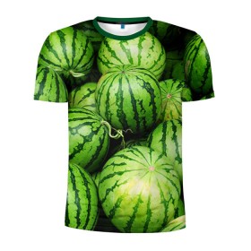 Мужская футболка 3D спортивная с принтом Арбузы в Петрозаводске, 100% полиэстер с улучшенными характеристиками | приталенный силуэт, круглая горловина, широкие плечи, сужается к линии бедра | арбуз | еда | фрукт | ягода