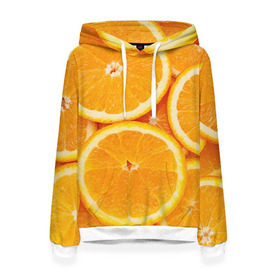 Женская толстовка 3D с принтом Апельсин в Петрозаводске, 100% полиэстер  | двухслойный капюшон со шнурком для регулировки, мягкие манжеты на рукавах и по низу толстовки, спереди карман-кенгуру с мягким внутренним слоем. | апельсин | еда | лимон | фрукт