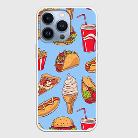 Чехол для iPhone 13 Pro с принтом Еда в Петрозаводске,  |  | Тематика изображения на принте: гамбургер | еда | пицца | фастфуд | фри