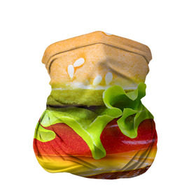 Бандана-труба 3D с принтом Гамбургер в Петрозаводске, 100% полиэстер, ткань с особыми свойствами — Activecool | плотность 150‒180 г/м2; хорошо тянется, но сохраняет форму | бутерброд | гамбургер | еда | фастфуд | чизбургер