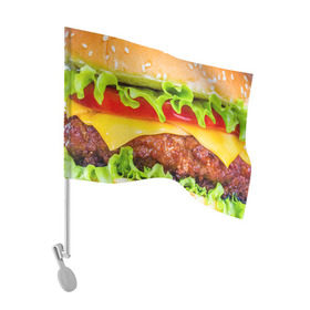 Флаг для автомобиля с принтом Гамбургер в Петрозаводске, 100% полиэстер | Размер: 30*21 см | бутерброд | гамбургер | еда | фастфуд | чизбургер