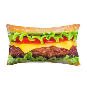 Подушка 3D антистресс с принтом Гамбургер в Петрозаводске, наволочка — 100% полиэстер, наполнитель — вспененный полистирол | состоит из подушки и наволочки на молнии | бутерброд | гамбургер | еда | фастфуд | чизбургер