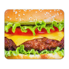 Коврик прямоугольный с принтом Гамбургер в Петрозаводске, натуральный каучук | размер 230 х 185 мм; запечатка лицевой стороны | бутерброд | гамбургер | еда | фастфуд | чизбургер