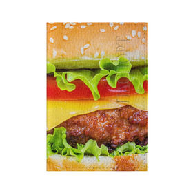 Обложка для паспорта матовая кожа с принтом Гамбургер в Петрозаводске, натуральная матовая кожа | размер 19,3 х 13,7 см; прозрачные пластиковые крепления | Тематика изображения на принте: бутерброд | гамбургер | еда | фастфуд | чизбургер