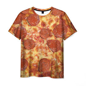 Мужская футболка 3D с принтом Пицца в Петрозаводске, 100% полиэфир | прямой крой, круглый вырез горловины, длина до линии бедер | pizza | еда | пицца | фастфуд