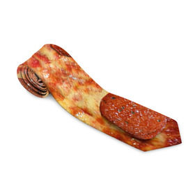 Галстук 3D с принтом Пицца в Петрозаводске, 100% полиэстер | Длина 148 см; Плотность 150-180 г/м2 | Тематика изображения на принте: pizza | еда | пицца | фастфуд
