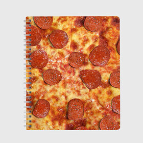 Тетрадь с принтом Пицца в Петрозаводске, 100% бумага | 48 листов, плотность листов — 60 г/м2, плотность картонной обложки — 250 г/м2. Листы скреплены сбоку удобной пружинной спиралью. Уголки страниц и обложки скругленные. Цвет линий — светло-серый
 | pizza | еда | пицца | фастфуд