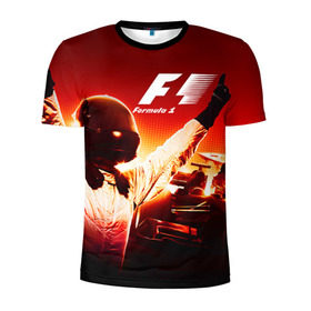 Мужская футболка 3D спортивная с принтом Формула 1 в Петрозаводске, 100% полиэстер с улучшенными характеристиками | приталенный силуэт, круглая горловина, широкие плечи, сужается к линии бедра | формула 1