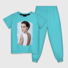 Детская пижама хлопок с принтом Angelina Jolie в Петрозаводске, 100% хлопок |  брюки и футболка прямого кроя, без карманов, на брюках мягкая резинка на поясе и по низу штанин
 | татуировки