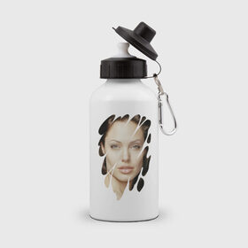 Бутылка спортивная с принтом Анджелина Джоли в Петрозаводске, металл | емкость — 500 мл, в комплекте две пластиковые крышки и карабин для крепления | angelina jolie | hollywood | анджелина джоли | голливуд | кинозвезда