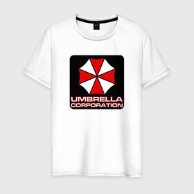 Мужская футболка хлопок с принтом UMBRELLA в Петрозаводске, 100% хлопок | прямой крой, круглый вырез горловины, длина до линии бедер, слегка спущенное плечо. | амбрелла | обитель зла