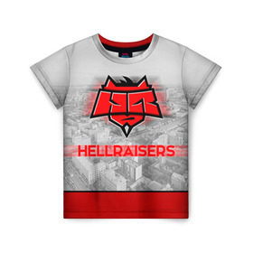 Детская футболка 3D с принтом Hellraisers в Петрозаводске, 100% гипоаллергенный полиэфир | прямой крой, круглый вырез горловины, длина до линии бедер, чуть спущенное плечо, ткань немного тянется | cs | csgo | cybersportteam | hell | hellraisers | ксго | хэлрайзис