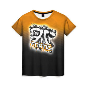 Женская футболка 3D с принтом Fnatic team в Петрозаводске, 100% полиэфир ( синтетическое хлопкоподобное полотно) | прямой крой, круглый вырез горловины, длина до линии бедер | fnatic