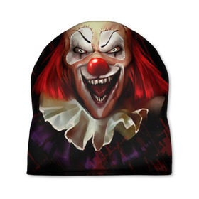 Шапка 3D с принтом Зомби клоун в Петрозаводске, 100% полиэстер | универсальный размер, печать по всей поверхности изделия | halloween | злодей | злой | клоун | монстр | хэлоуин