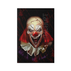 Обложка для паспорта матовая кожа с принтом Зомби клоун в Петрозаводске, натуральная матовая кожа | размер 19,3 х 13,7 см; прозрачные пластиковые крепления | Тематика изображения на принте: halloween | злодей | злой | клоун | монстр | хэлоуин