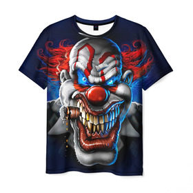 Мужская футболка 3D с принтом Клоун в Петрозаводске, 100% полиэфир | прямой крой, круглый вырез горловины, длина до линии бедер | halloween | злодей | злой | клоун | монстр | хэлоуин