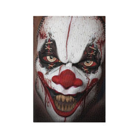 Обложка для паспорта матовая кожа с принтом Зомби клоун в Петрозаводске, натуральная матовая кожа | размер 19,3 х 13,7 см; прозрачные пластиковые крепления | halloween | злодей | злой | клоун | монстр | хэлоуин